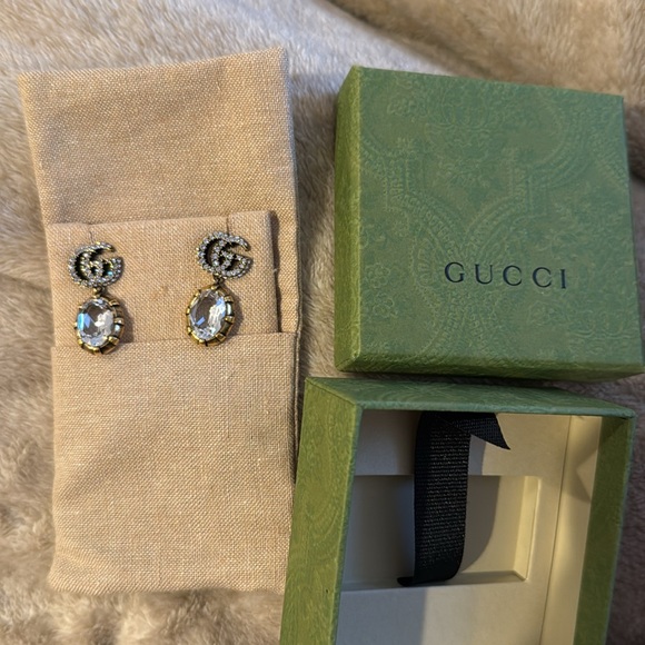 Gucci DOUBLE G EARRINGS WITH CRYSTALS new never worn - Picture 2 of 3